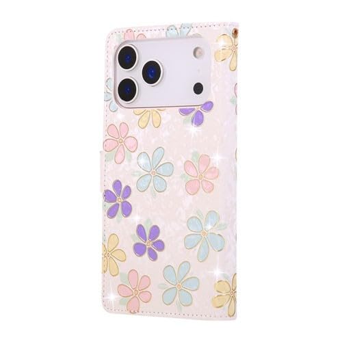 Étui portefeuille iPhone 15 Pro Max anti-rayures à motif fleur