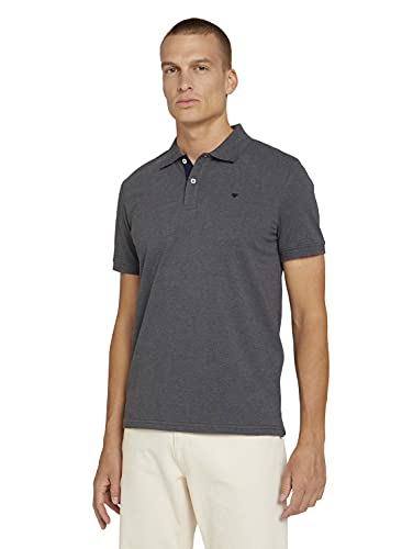 TOM TAILOR Polo con Logo Ricamato, Uomo, Grigio