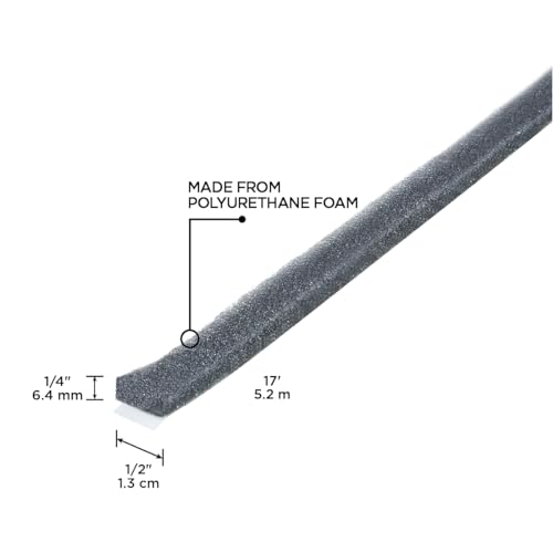 Image of M-D Building Products 02071 1 /4 in. x 1 /2 in. x 17 ft. Gray Economy Foam Window Seal for Medium Gaps