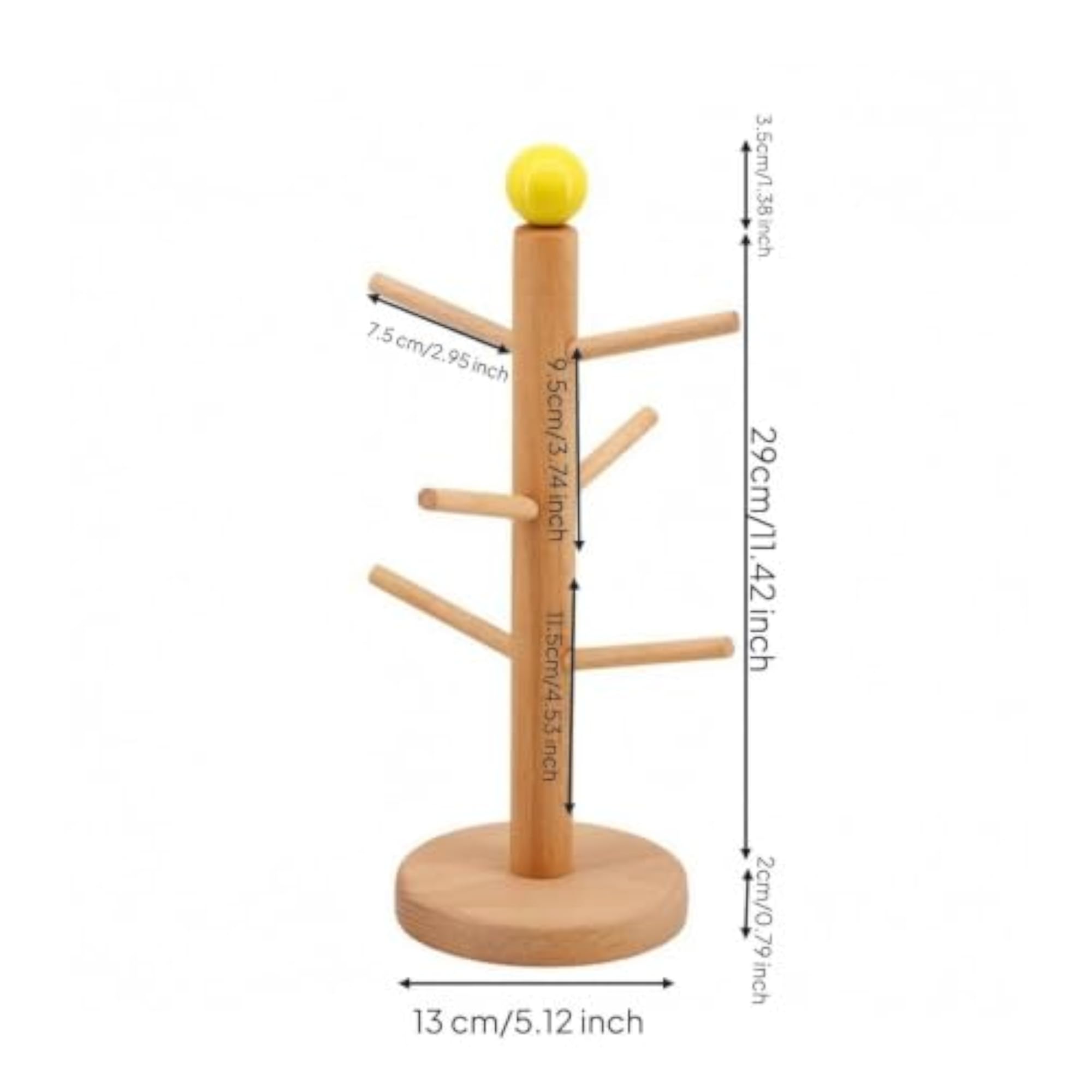 Freestanding Key Holder with Peg Arms, Yellow Ball