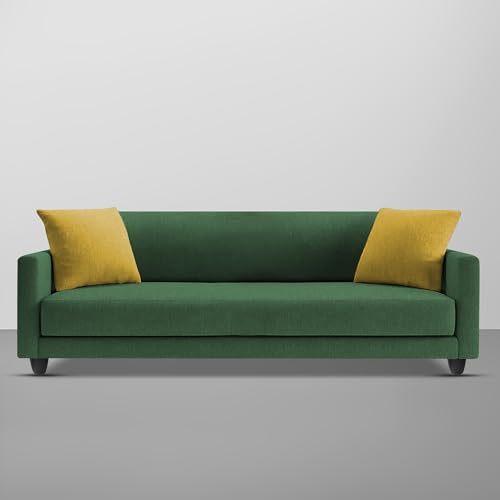 Image of Casaliving Dominic 3 Seater Sofa Set for Living Room (Green Fabric) Premium Fabric Sofa