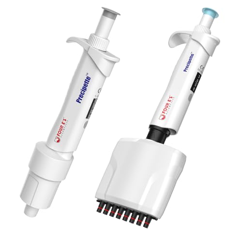 4E's USA 1-10ml Single Channel Pipettes with 30-300ul Multi-Channel Adjustble Volume Pipette, 8-Channel Micropipettes, Adjustable Volume Pipette with Autoclavable Lower Portion, Universal Tip Cone