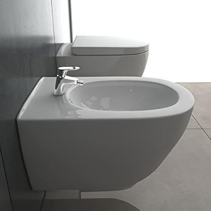 Alpenberger Hänge WC Set mit Bidet | Kloschüssel mit WC Sitz mit Absenkautomatik | Bidet für Intimdusche mit Hahnloch und Überlaufschutz | Sitzbad für Toilette | Passend Geberit – Bild 5
