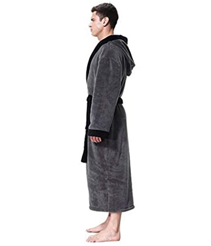 Roupão Masculino Flanela Engrossar Manga Longa Cardigan Camisola Quente com Capuz Pijama Robe Mascul