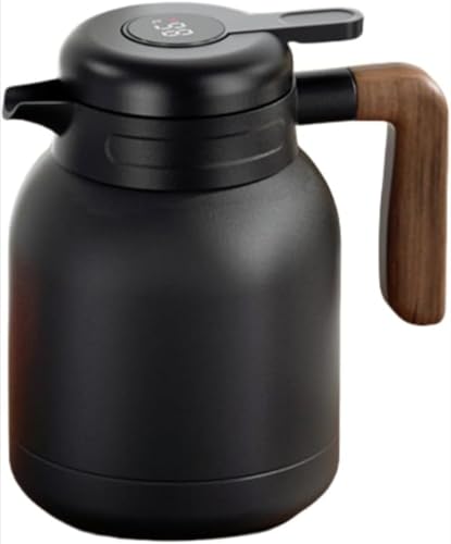 SLLS 真空ポット コーヒーポット ステンレス製 保温ポット 魔法瓶 二重構造 保冷保温ケトル 大容量 おしゃれ 卓上 コーヒー ティーポット ギフト用 (ブラック)