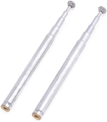 ELECTROPRIME Pair Silver Tone FM Radio TV 5 Sections Telescopic Antenna Aerial 170mm