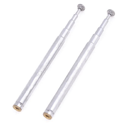 ELECTROPRIME Pair Silver Tone FM Radio TV 5 Sections Telescopic Antenna Aerial 170mm