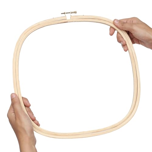 Image of EmbroideryMaterial Wooden Square Embroidery Hoop Ring Frame (11.13 x 11.13 Inch) with Brass Screw | for Cross Stitch, Sewing, Craft Work, Aari Work & Hand Embroidery (1 Piece)