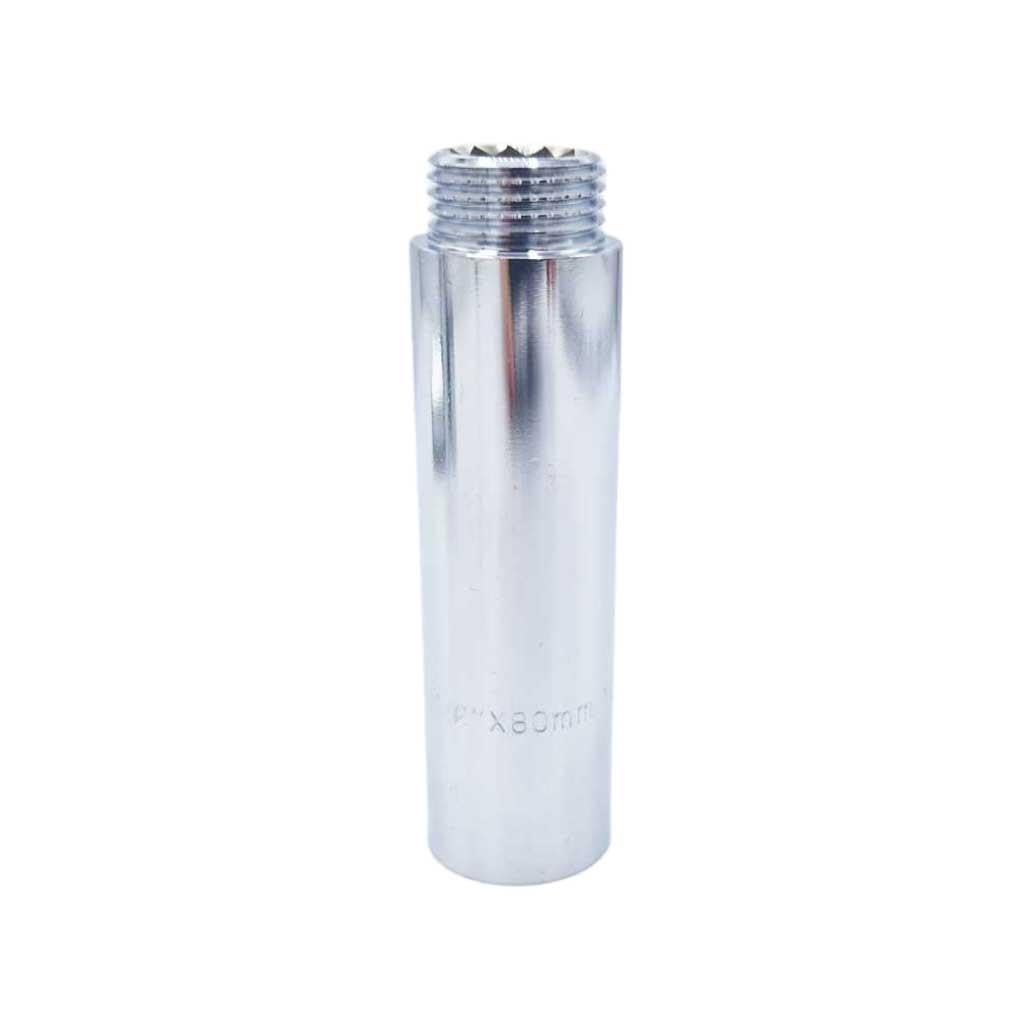 1/2" BSP (15mm) Pipe Thread Extension Female x Male Chrome Brass - 80mm Long