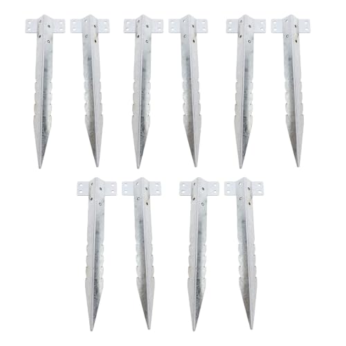 Soportes para postes de valla de jardín en acero de 25,5 cm, bases metálicas estables pack 10