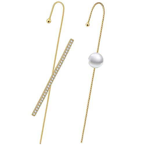 Ear Wrap Crawler Hook Earrings - Ear Cuff Crawler Hook Earrings for Women and teen Girls, 14K Gold Plating cartilage earrings Set hypoallergenic