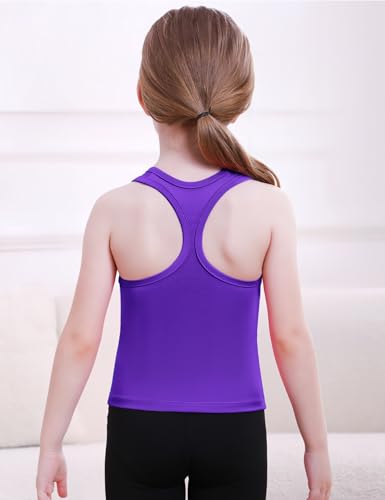 Gnainach Meninas Regata De Dança Para Tamanho 6-7 Anos, Roxa, Casual, Básica, Sem Mangas, Top Curto