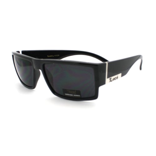 Shiny Black Locs Old School Gangster Rapper Style Sunglasses Square Frame