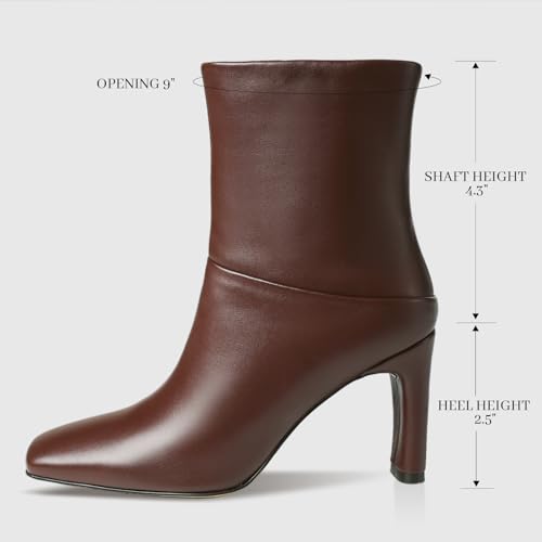 Uacllcau Ankle Boots for Women Square Toe High Heel Block Mid Calf Side Zipper Short Booties Gogo Fashion Fall Winter Boots2