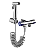 Ducha Higiênica Chuveirinho Completa 2 Saidas de ½ Para Banheiro 1/4 De Volta 100% Metal Aço Inox