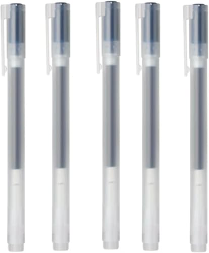 Muji Pens 0.38mm Black Gel Pen Pack of 5 | Smooth Writing Japanese Stationery | Fine Tip Ballpoint Pens for Students Office Handwriting Journaling & Notes | Smudge-Free Ink