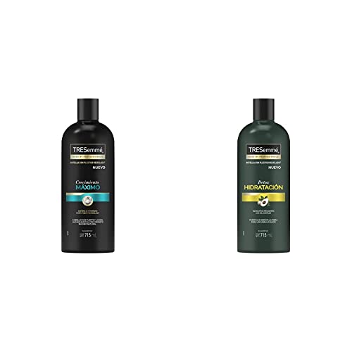Tresemmé Shampoo sin parabenos y sin colorantes Crecimiento Máximo con cafeína y vitamina B 715 ml + Tresemmé Shampoo sin parabenos y sin colorantes Detox...