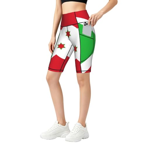 Short de yoga gainant anti-glisse drapeau Burundi avec poches latérales pour gym