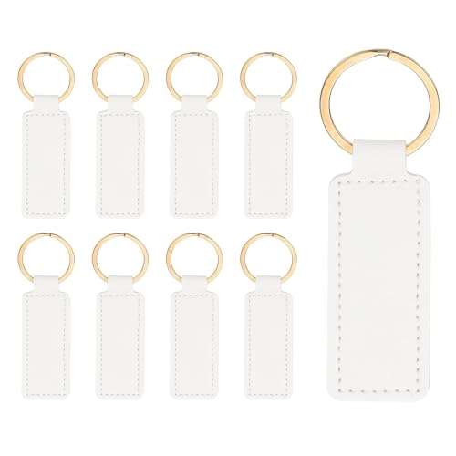 PATIKIL 9pcs Leather Keychain Blanks, 72mm Sublimation Keychain Blanks PU