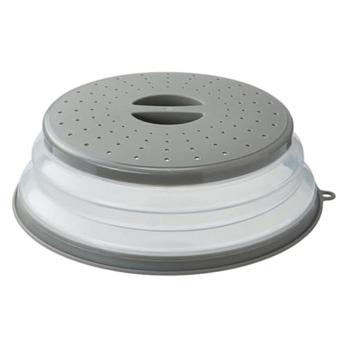 Mikrowellen Abdeckung Faltbar 26 cm Abdeckhaube Mikrowellenabdeckung Mikrowellendeckel Faltbare Mikrowelle Deckel für Obst Gemüse Lebensmittel Grau