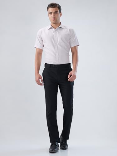 Image of Park Avenue Men Regular Fit Checks Pattern Polyester Blend Semicutaway Collar Half Sleeve Formal Shirt
