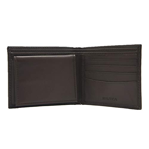 Nautica Men Rfid Data Protection Genuine Leather Bifold Wallet Passcase (One Size, Brown) #TOP30