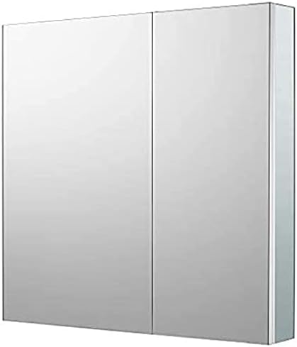 SunrosaAluminum Bathroom Medicine Cabinet with Mirror Door, 24"×24" Bathroom Mirror Cabinet, Wall-mountable and Recessed-in Mirror Cabinet, 2 Doors Medicine Cabinet Organizer II