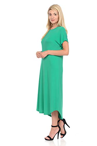 iconic luxe Women's A-Line Short Sleeve Midi Dress Small Green