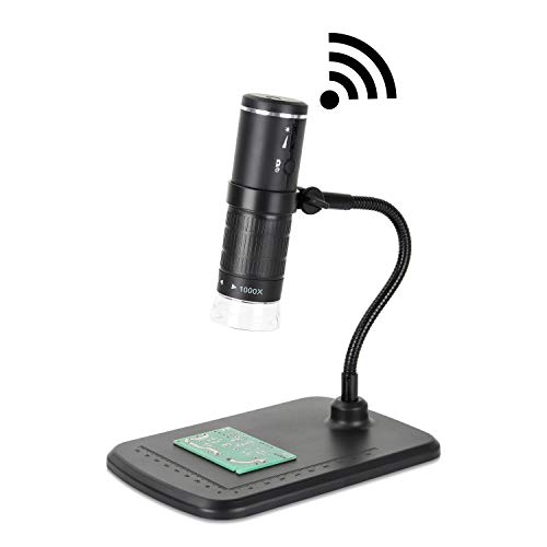 AOMEKIE Wireless WiFi Microscope 50-1000X 1080P Handheld Digital Microscopes Portable with 8 LED Light for Phone and Pad