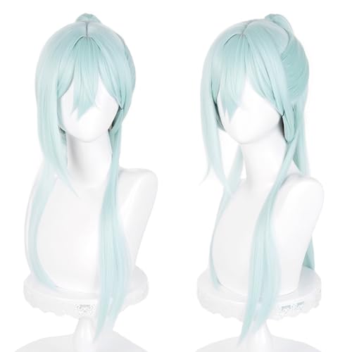 Image of LABEAUTE Subaru Hoshina Cosplay Wig Long 27.56 inch Light Blue Straight Wig for Women Anime Halloween Costume Party