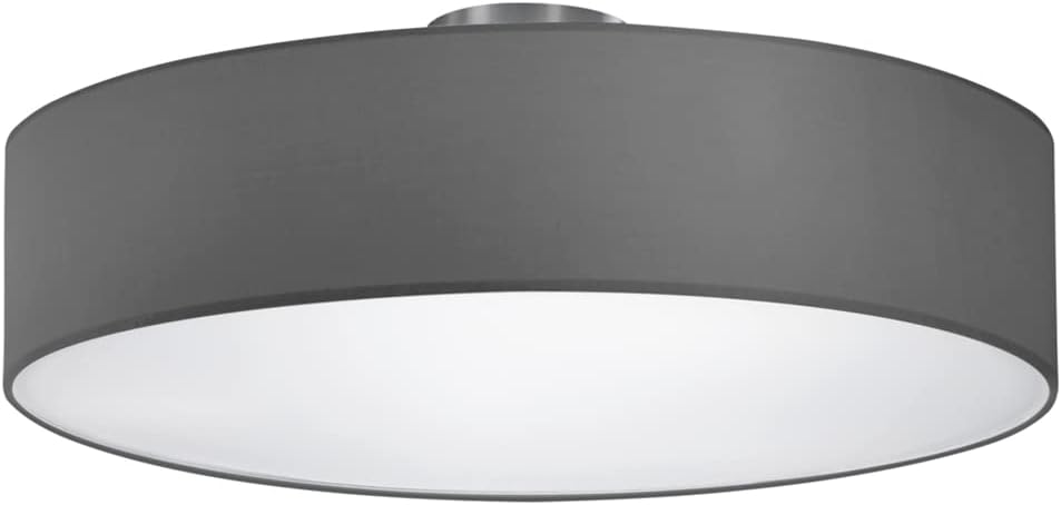 Trio LeuchtenHotel 603900311 Ceiling Light Metal Nickel Matt Fabric Shade Grey 3X E27 Bulbs Not Included