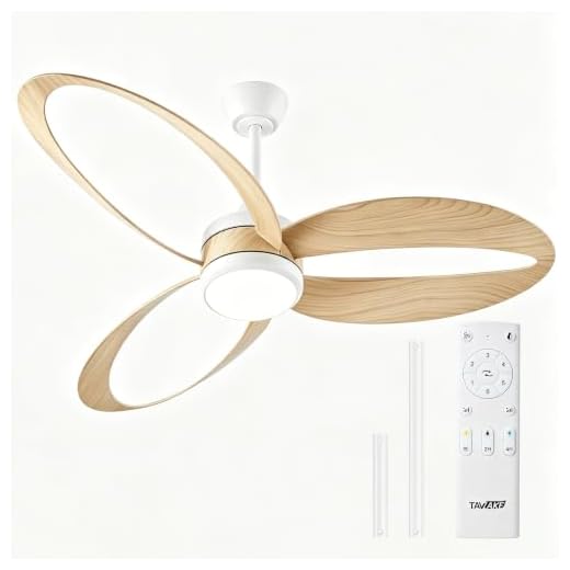 TAVZAKE 52 Inch Ceiling Fan with Light, Flush Mount Ceiling Fan, White
