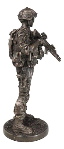 Estatua Militar Moderno Soldado Infantería con Rifle y Radio 13" miniatura 5