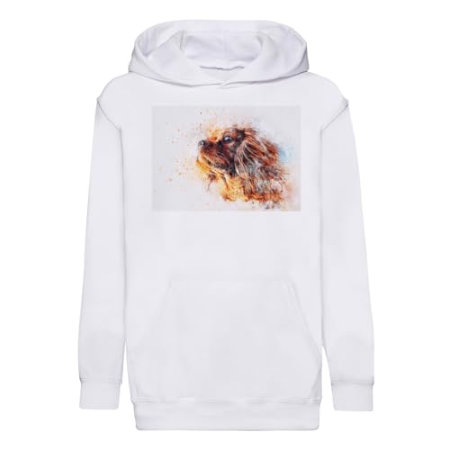 Sweat à capuche enfant Cavalier King Charles motif petit chien marron mignon au style artistique