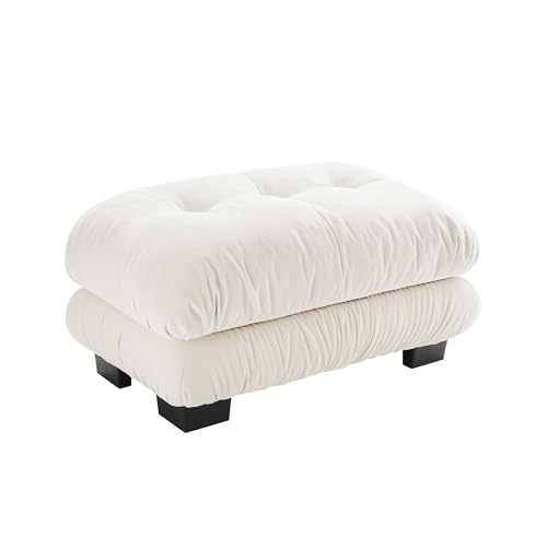 Image of SoarFlash Velvet Sectional Sofa Ottoman, White