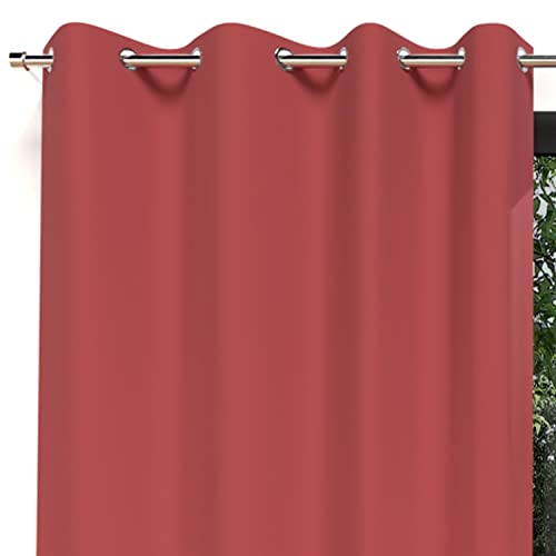 Soleil d'ocre Cortina Lisa con Ojales Antiarrugas Alix, Rojo, 140 x 250 cm