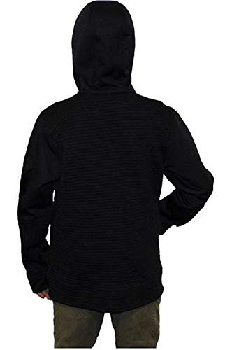 Image of Gerry Youth Big Boys Fleece Overlay Shell Ribbed Full Zip Hoodie Jacket, X-Small (5 /6), Black