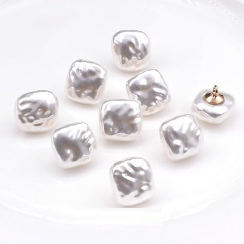 LIBERGA 10 Pièces Boutons Carrés De 14mm Avec Tige, Bouton Décoratif De Chemise Pour Femme, Bouton De Couture À La Mode, Blanc
