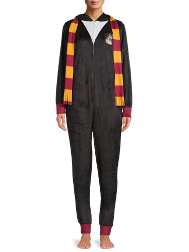 Harry Potter Gryffindor Hooded One Piece Women's Union Suit, Black, Small