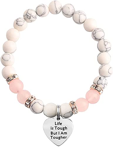 KUIYAI Regalo per sopravvissuti al cancro, regalo per combattenti contro il cancro, la vita è dura, ma io sono più dura, consapevolezza del cancro, regalo ispiratore, per lei, Acciaio inossidabile