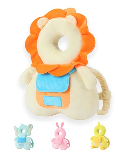 Image of JunNeng Baby Head Protector Backpack with Squeaker，Toddler Head Safety Protection Cushion, Yellow Lion