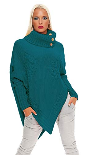 Mississhop Pull poncho, sweat-shirt, en tricot, cape, couvre-chefs, pétrole, taille unique Cover