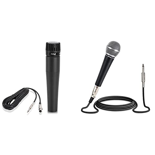Pyle-Pro Professional Handheld Moving Coil Microphone, Includes 15Ft Xlr Audio Cable To 1/4'' Audio Connection Pdmic78 & Pro Includes 15Ft Xlr Cable To 1/4'' Audio Connection, Black (Pdmic58) #TOP24
