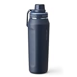 Vinsun Trinkflasche Edelstahl dunkel blau 750ml - auslaufsicher, doppelwandig isoliert, Kohlensäure geeignet, BPA frei - schlanke Sport Thermosflasche
