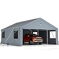 13x25FT Heavy Duty Carport Canopy,Extra Large Portable Car Tent Garage with Roll-up Windows and All-Season Tarp Cover,Removable Roof &Side Walls for Car, SUV,Boats&Truck Shelter Logic Storage