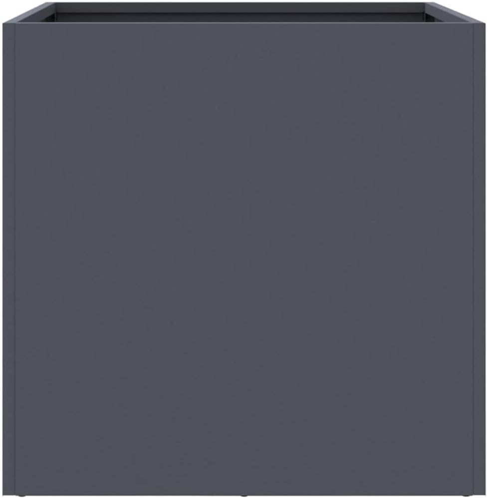 vidaXL Rectangular Planters - 2 Pcs Anthracite Steel Plant Boxes 19.3"x18.5"x18.1" for Garden, Patio Display