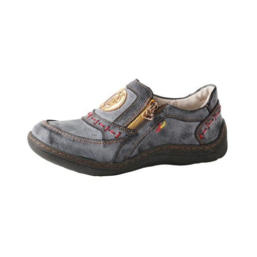 Image of TMA EYES Women's Non-Slip Leather Casual Slip On Comfort Walking Flat Shoes（Black，8）