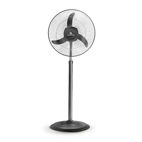 Image of High Speed Pedestal Fan | Black Farrata Fan | 3 Speed Settings | Standing Fan for home & office | 2400 RPM Powerful airflow | Pankha | 400 mm sweep size