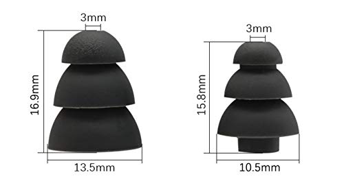 Zotech 20 Pcs Triple Flange Ear Tips Silicone Replacement Ear Buds Tips (Black)