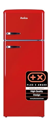Amica KGC 15630 R Retro Kühl-/Gefrierkombination / Chili Red (Rot) / 144cm (H) x 55cm (B) x 62cm (T) / Retro-Design / Kühlschrank mit Gefrierfach